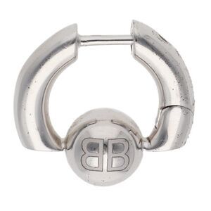 Balenciaga CUT XS Earring BB Ball Silver Hoop Earrings Men's